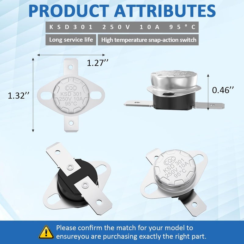 WKZO 37022 High Furnace Limit Switch for Atwood RV Heater High Temperature Limit Switch 190℉ for Hydro Flame 8500 Series Furnaces 8531 8535 8516 8520 L190-20F - Image 2